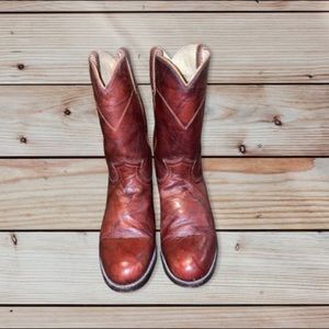 Justin Marbled Brown Deerlite Leather Cowboy Western Boots Womens 9 L3163